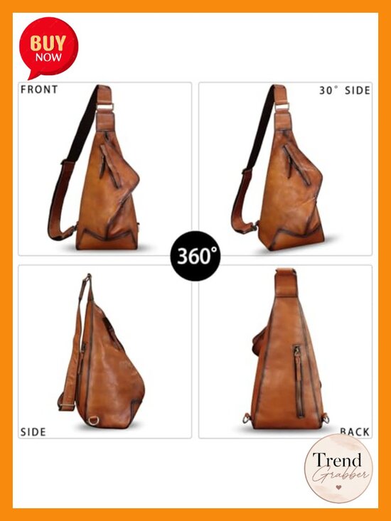 Genuine Leather Sling Bag | Adjustable Crossbody Chest Daypack main image 4